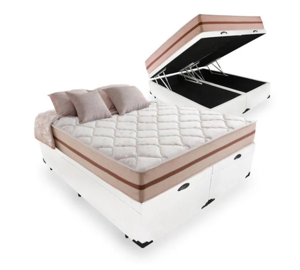 Cama box queen com colchão de molas